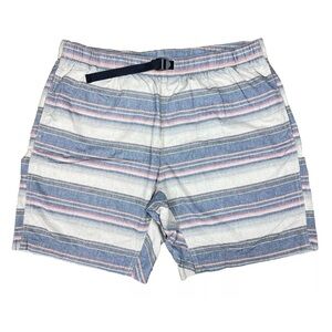 Eddie Bauer Shorts Mens 2XL Belted Baggies Cotton Chino Stripe Outdoor Hiking